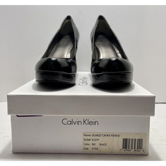 Calvin Klein Scarlet E3297 Black Patent Women’s Chunky Heels Size 7.5M - Picture 2 of 14